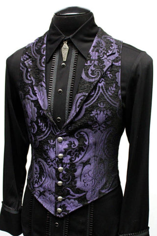 Men’s Victorian Aristocrat Vest – Purple on Black