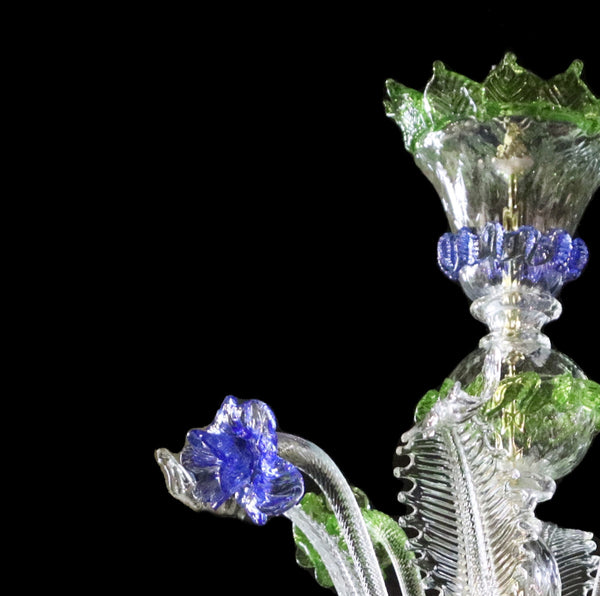 Murano Glass Chandelier – Classic Clear Cristallo with Blue