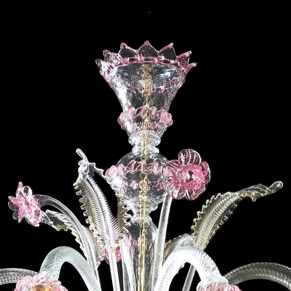 Murano Glass Chandelier – Classic Downward Lighting Pink