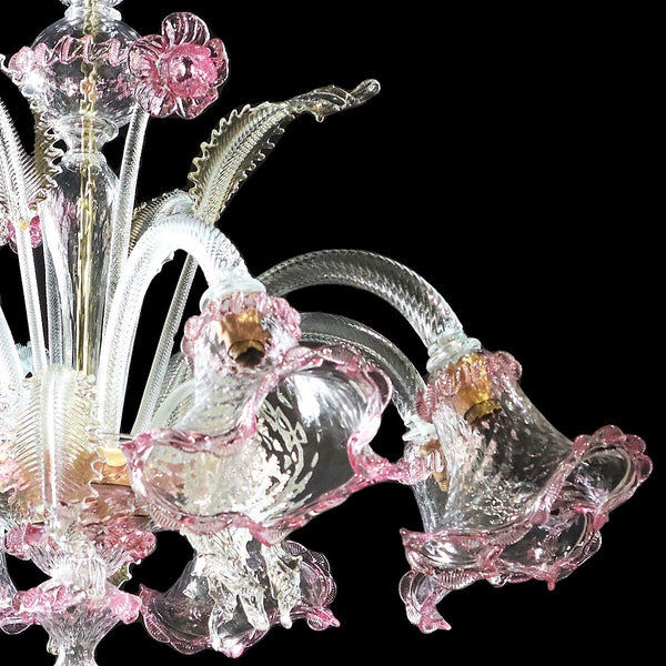 MURANO ITALY金彩 ピンクレースライン ピッチャー 花瓶 Murano Chandelier - Drop - 41 glasses - Pink - Cherry