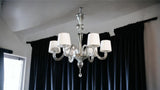 Murano Clear Glass Contemporary Chandelier with White Lampshades Image