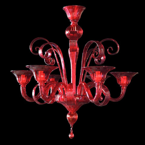Murano Glass Chandelier Pastorale Venezia Rosso Red Image