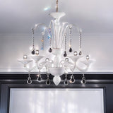 Murano Glass Contemporary Chandelier White Luxe Crystal Image