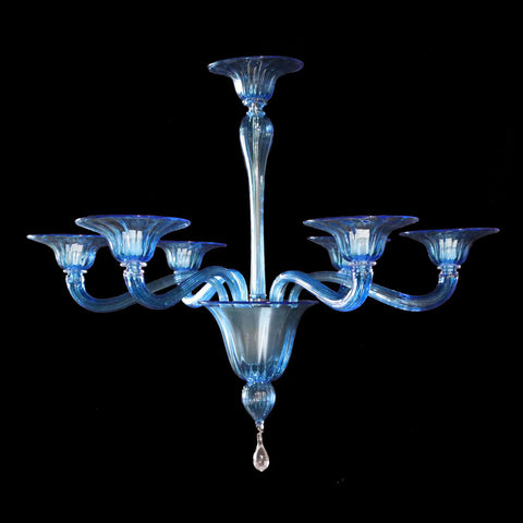 Murano Glass Chandelier Aquamarine Blue Image