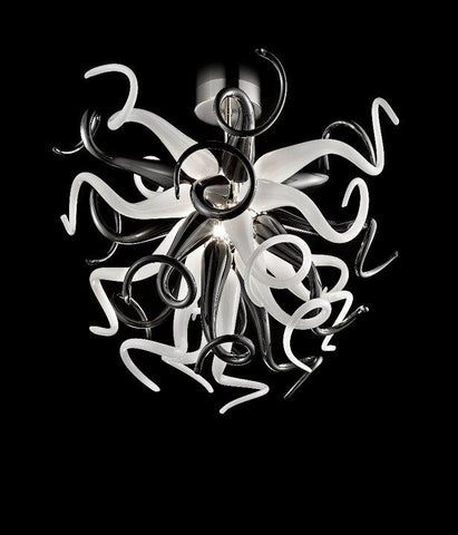 Murano Glass Medusa Chandelier - Black and White