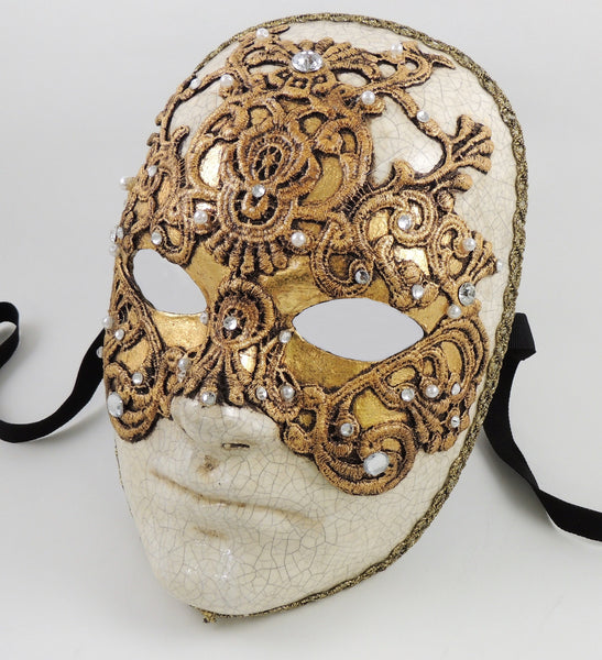 Volto Macrame Gold – Eyes Wide Shut Mask Crackle Finish – Visions