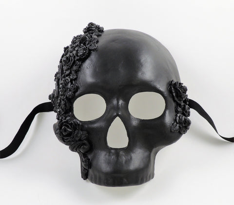 Venetian Skull Mask - Skulls and Roses - Black