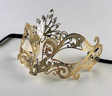 Venetian Mask Laser Cut Metal Pavone Strass Gold Image