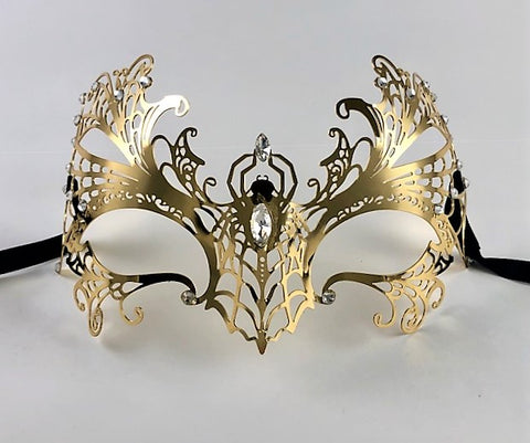 Venetian Mask Laser Cut Metal Spider Gold Image