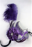 Feathered Cigno Masquerade Mask Purple and Silver Image