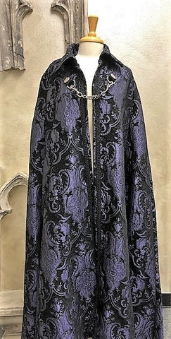 Cloak of Darkness Purple on Black Damask Tapestry Image
