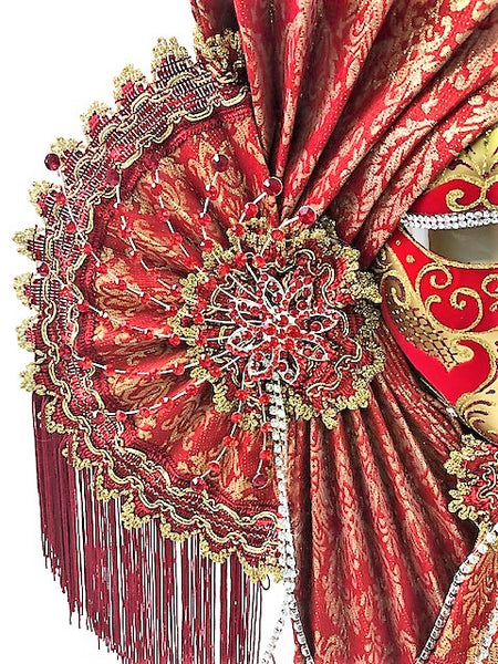 ベネチアンマスク Ventaglio Lux Rosso Venetian Volto Ventaglio Luxe Fan Mask – Red – Visions of Venice