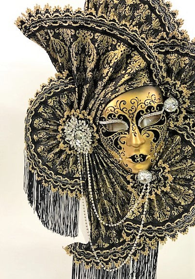 Venetian Volto Ventaglio Luxe Fan Mask – Black – Visions of Venice