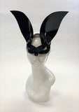 Erotic Mistress Boudoir Bunny Mask– Black Patent Vinyl with Hanging Chain