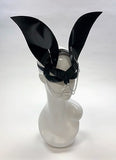 Erotic Mistress Boudoir Bunny Mask– Black Patent Vinyl with Hanging Chain