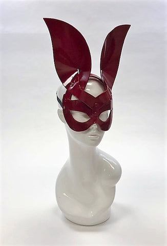 Erotic Mistress Boudoir Bunny Mask Red Patent Vinyl Image