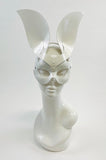 Erotic Mistress Boudoir Bunny Mask White Patent Vinyl Image