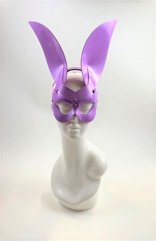 Erotic Mistress Boudoir Bunny Mask Purple Lilac Patent Vinyl Image