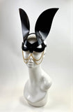 Erotic Mistress Boudoir Bunny Mask– Black Patent Vinyl with Hanging Chain