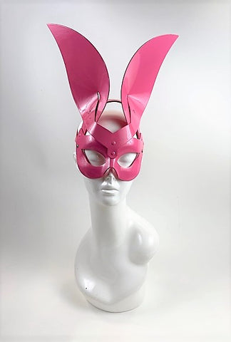 Erotic Mistress Boudoir Bunny Mask Fuchsia Pink Patent Vinyl Image
