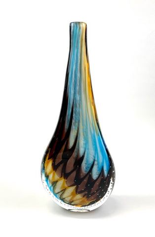 Murano Glass Vase Gaia 21” – Blues, Wines and Golden Honey Image