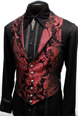 Men’s Victorian Aristocrat Vest – Red on Black