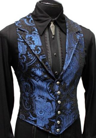 Men’s Victorian Aristocrat Vest Blue on Black Image
