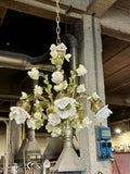 Murano Glass Chandelier – Classic Floral Blooming Roses – Fume and Light Green with 24Kt Gold Accents