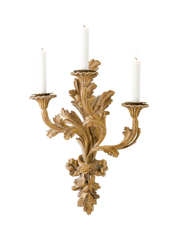 Italian Hand Carved Gilt Wood Tuscan 3 Light Sconce – 1026 Image