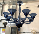 Murano Glass Contemporary Chandelier Grayish Blue – 8 Light