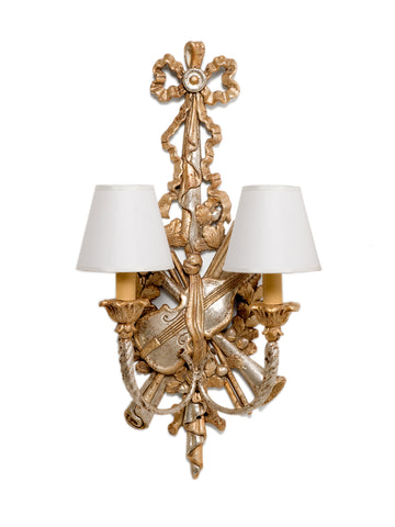 Italian Hand Carved Gilt Wood Tuscan 2 Light Sconce – 802 Image