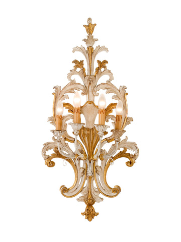 Italian Hand Carved Gilt Wood Tuscan 4 Light Sconce – 825 Image