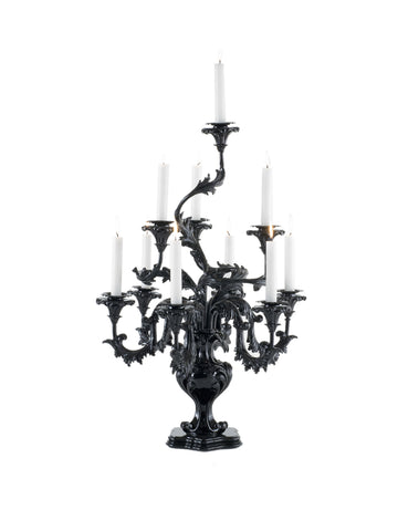 Italian Hand Carved Gilt Wood Tuscan 10 Candle Black Candelabra – 93