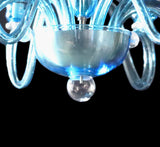 Murano Glass Chandelier Contemporary Aqua and Cristallo