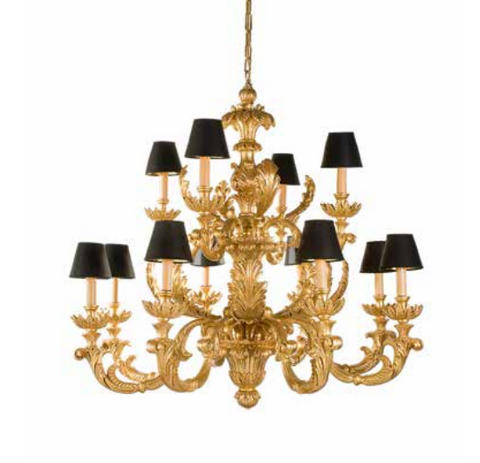 12 Light gilt Wood Tuscan Chandelier Image