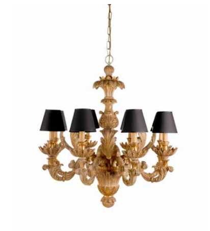 Italian Hand Carved Wood Chandelier 8 Lights - 1036P