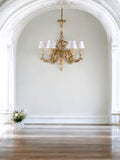 6 Light Gilt Wood Tuscan Chandelier Image