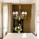 6 Light Gilt Wood Tuscan Chandelier Image