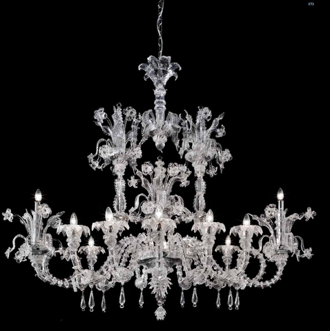 Murano Glass Chandelier - Classic Rezzonico 12 Light “Twisted” Oval 2858