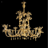 Murano Glass Chandelier - Classic Rezzonico 24 Kt Gold, 12 Light “Twisted” Oval 1950