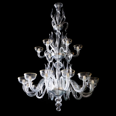 Murano Glass Classic Chandelier Crest Cristallo Leaves Image