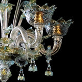 Murano Glass Chandelier – Classic Clear Cristallo with Aqua Blue and 24Kt Gold Accents
