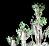 Murano Glass Chandelier – Classic Clear Cristallo with Green Accents