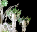 Murano Glass Chandelier – Classic Clear Cristallo with Green Accents