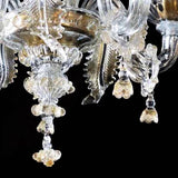 Murano Glass Chandelier – Classic Clear Cristallo with Hanging Pendants and 24kt Gold Accents