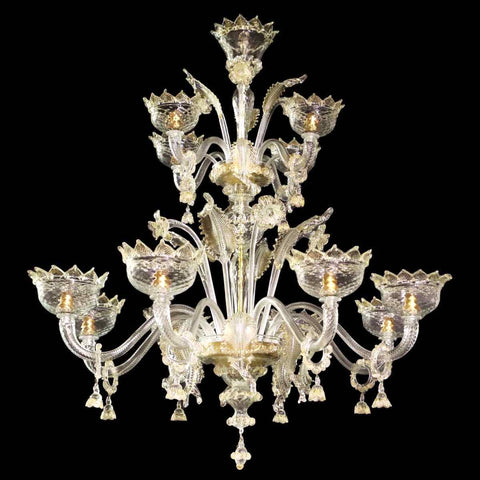 Murano Glass Chandelier – Classic Two Tier Cristallo with 24Kt Gold Image