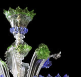 Murano Glass Chandelier – Classic Clear Cristallo with Blue and Green Accents Image