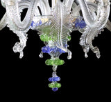 Murano Glass Chandelier – Classic Clear Cristallo with Blue and Green Accents Image