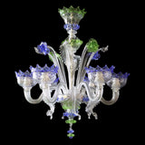 Murano Glass Chandelier – Classic Clear Cristallo with Blue and Green Accents Image