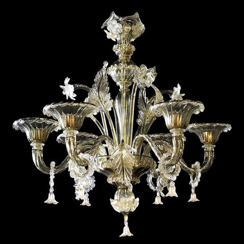 Murano Glass Chandelier – Classic Fume with 24Kt Gold Accents Image